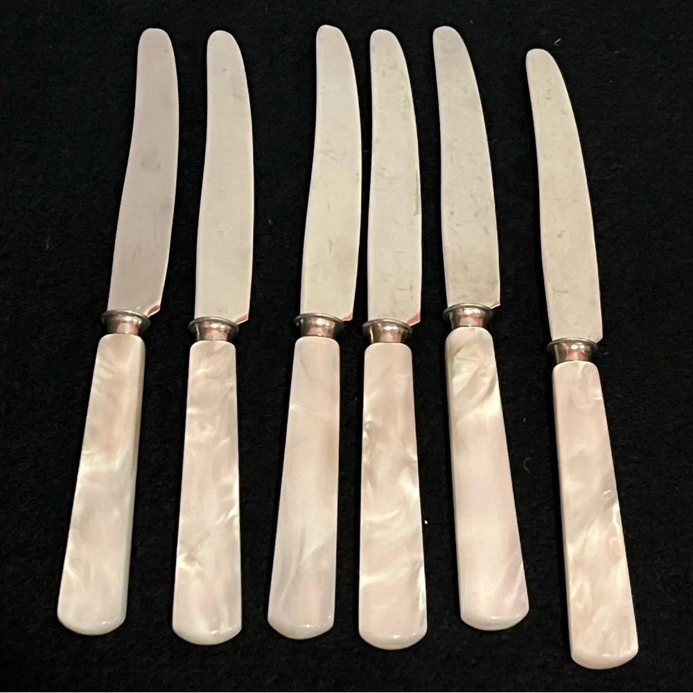 Vintage Faux Mother of Pearl Fork Knife and Pie Server Set